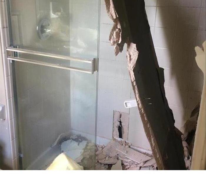 Bathroom shower with fire damage 